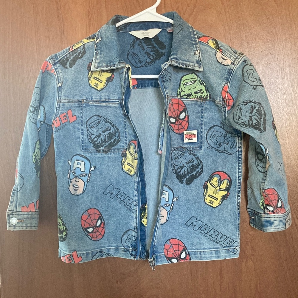 Marvel Kids Jean Jacket - Blue with Red, Green, and Yellow Accents
